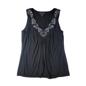 White House Black Market Embroidered Sleeveless Tank Top